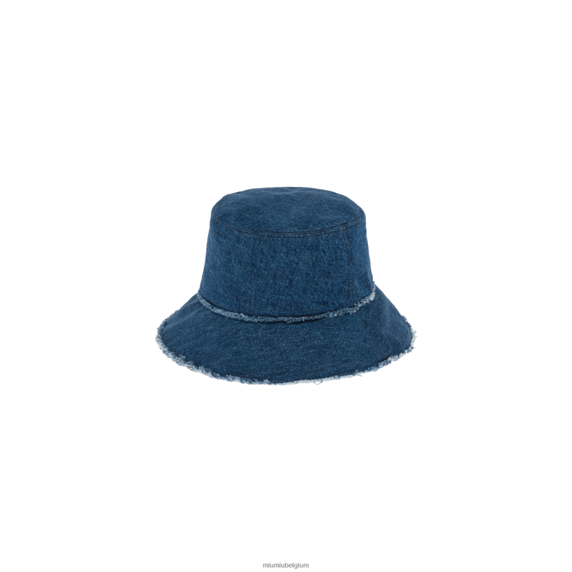 Miu Miu marinedenim emmer hoed N8F6L1219 accessoires