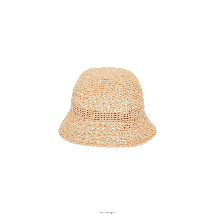 Miu Miu natuurlijkraffia hoed N8F6L1225 accessoires