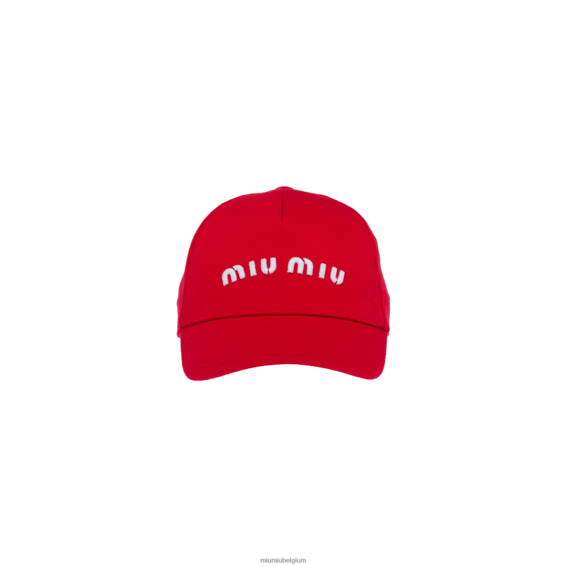 Miu Miu rood Witboor baseballpet N8F6L1208 accessoires