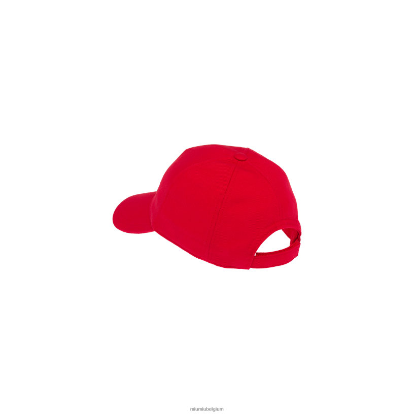 Miu Miu rood Witboor baseballpet N8F6L1208 accessoires