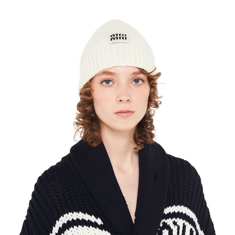 Miu Miu witgebreide muts N8F6L1197 accessoires