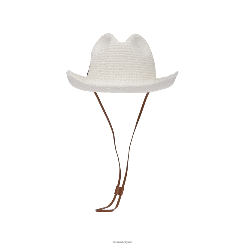 Miu Miu witviscose raffia hoed N8F6L1226 accessoires