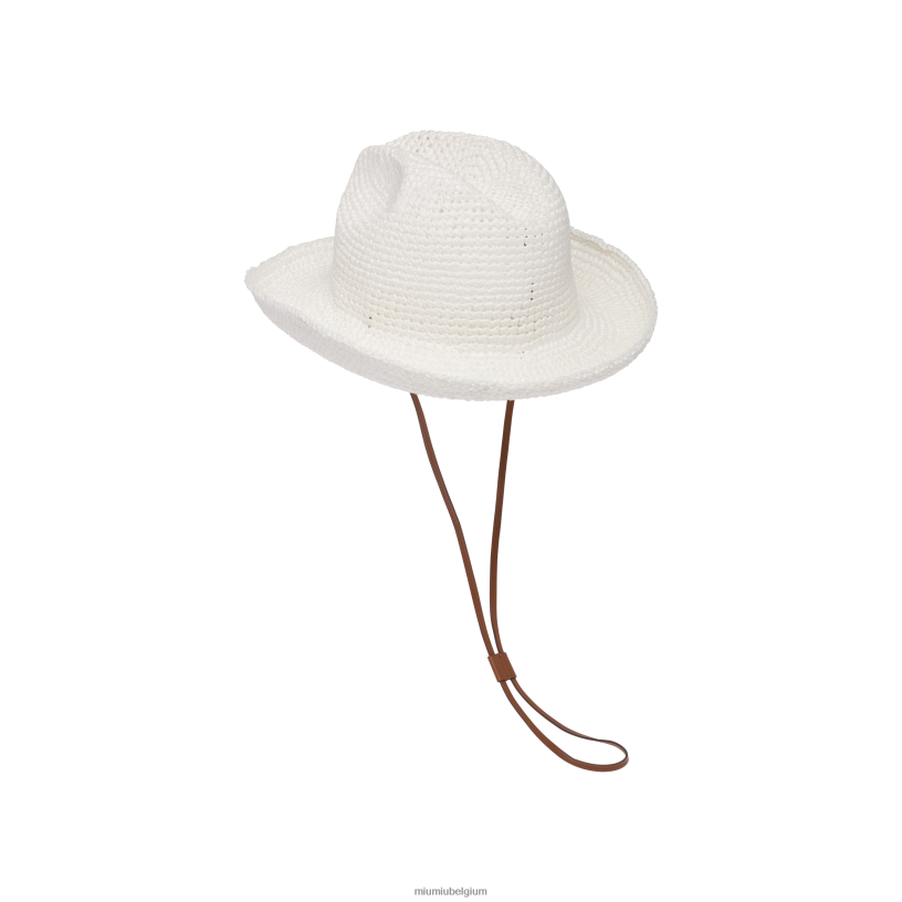 Miu Miu witviscose raffia hoed N8F6L1226 accessoires