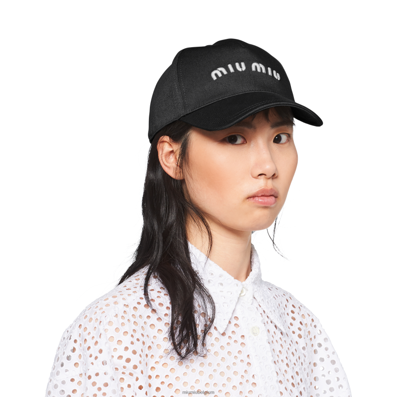 Miu Miu zwart witboor baseballpet N8F6L1204 accessoires