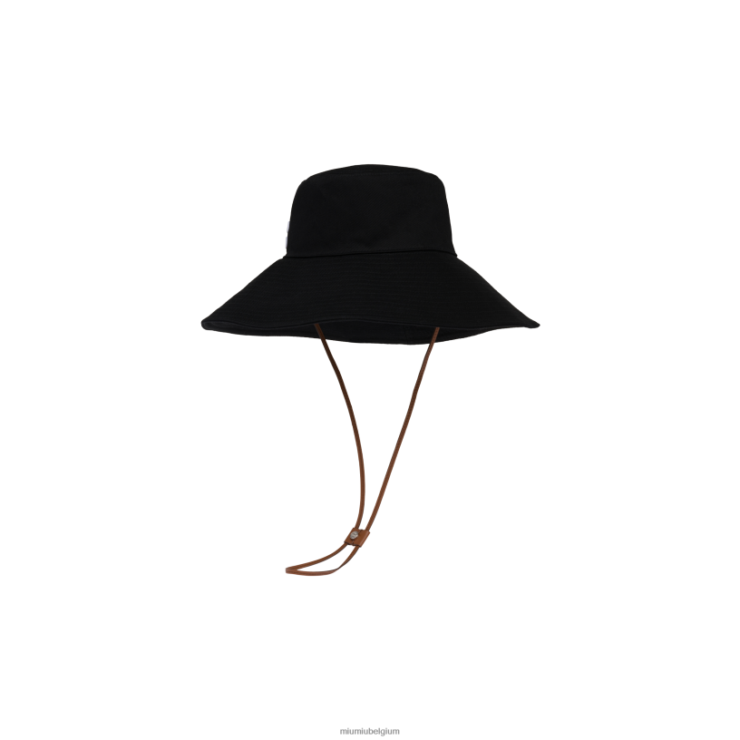 Miu Miu zwart witboor hoed N8F6L1211 accessoires