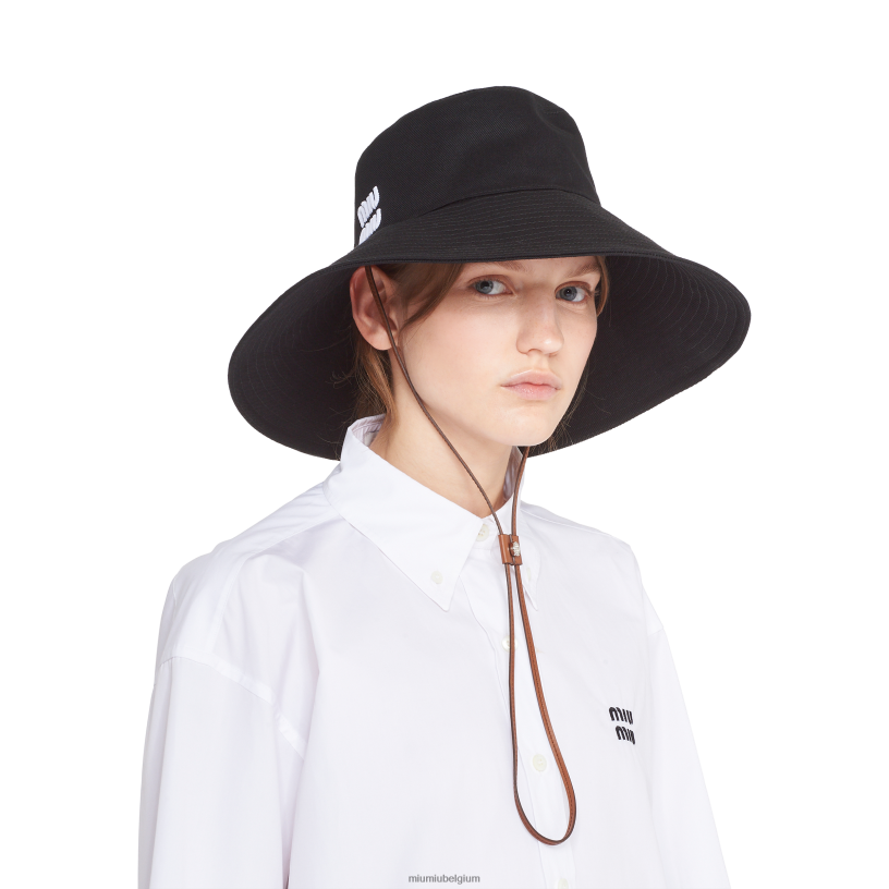 Miu Miu zwart witboor hoed N8F6L1211 accessoires