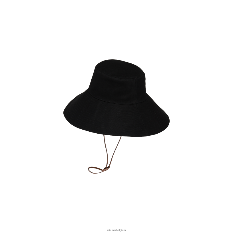 Miu Miu zwart witboor hoed N8F6L1211 accessoires