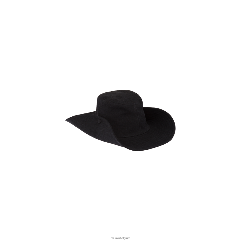 Miu Miu zwart witdenim hoed N8F6L1201 accessoires