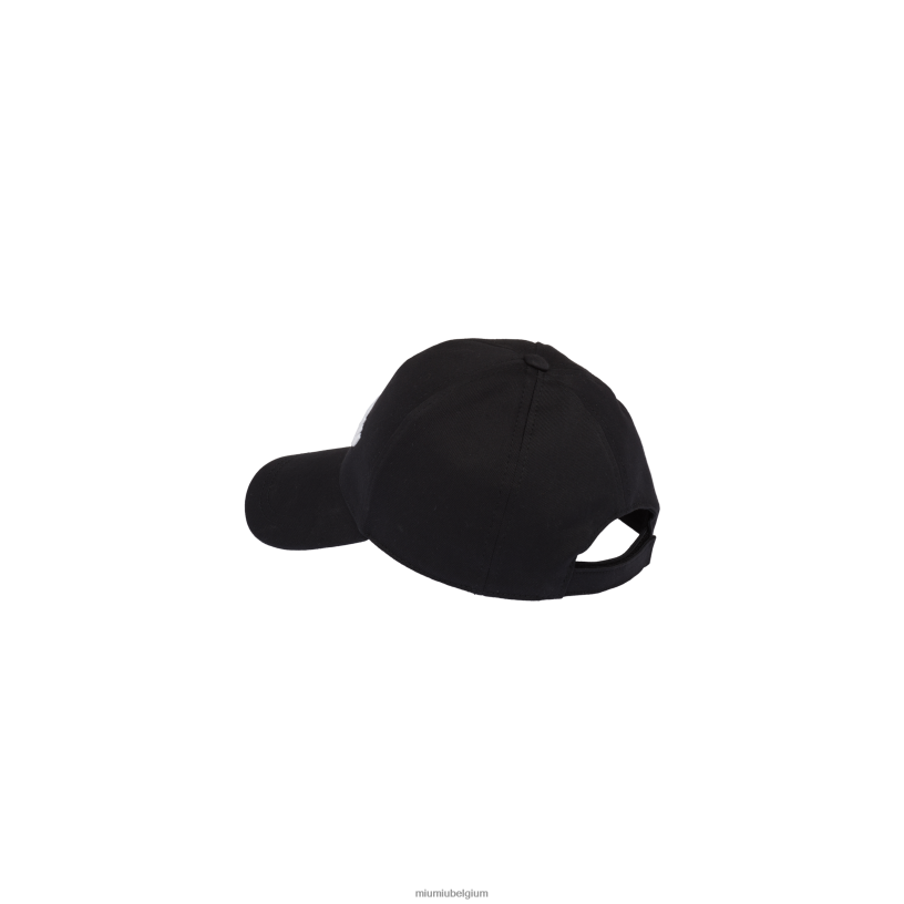 Miu Miu zwart witkatoenen baseballpet N8F6L1203 accessoires