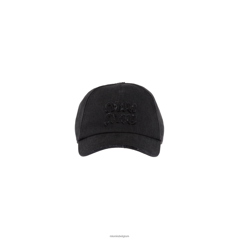 Miu Miu zwartdenim baseballpet N8F6L1221 accessoires