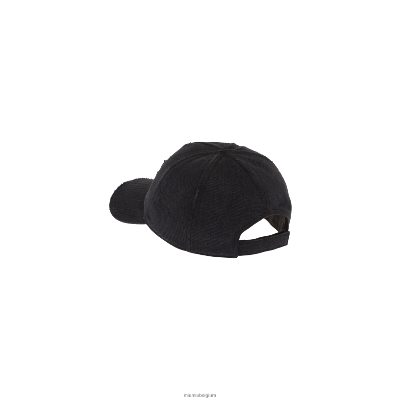 Miu Miu zwartdenim baseballpet N8F6L1221 accessoires