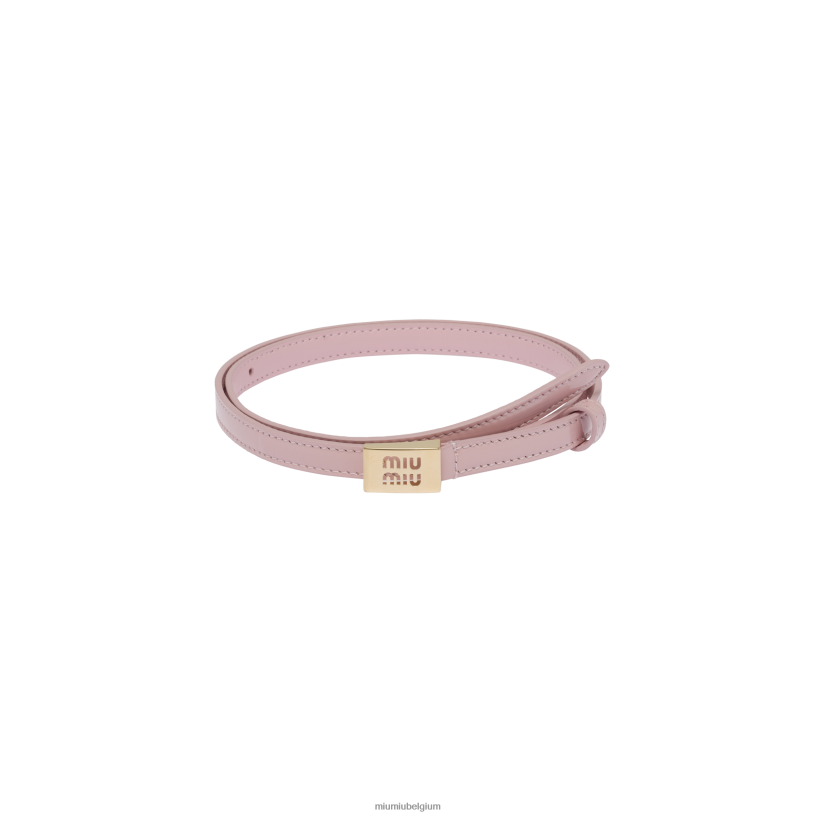 Miu Miu albast rozeleren riem met logo N8F6L1184 accessoires