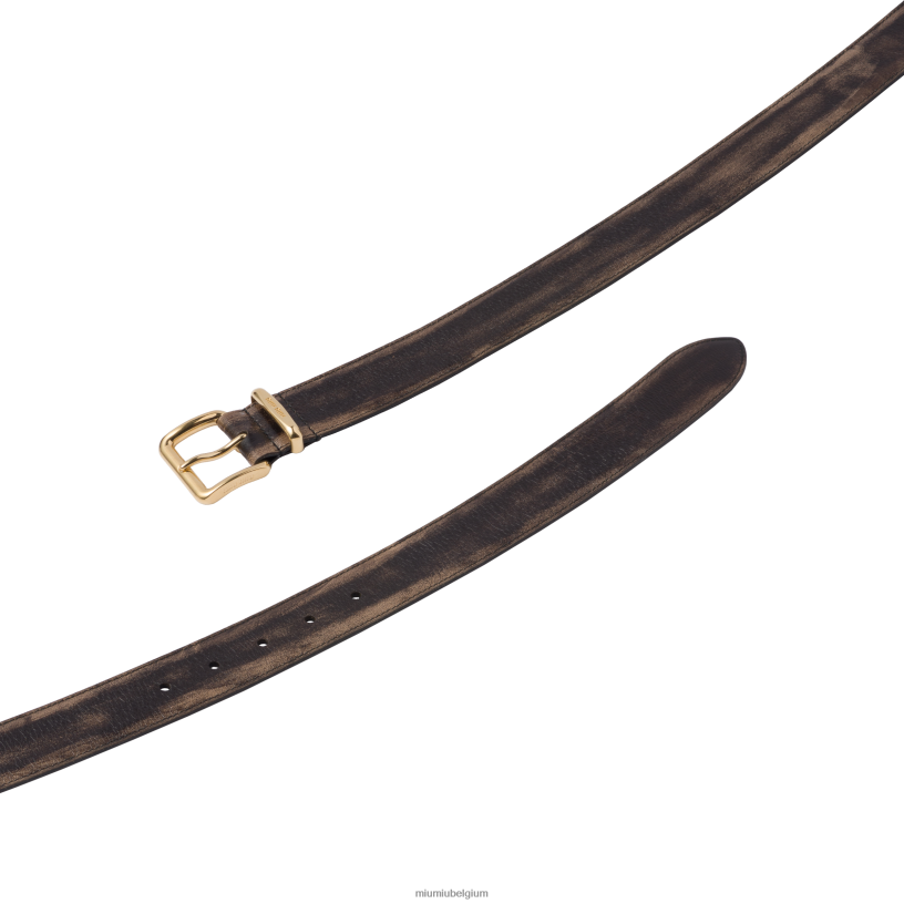 Miu Miu zand/koffieriem van nappaleer N8F6L1187 accessoires