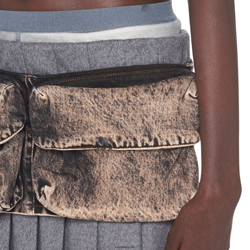 Miu Miu zwartgemarmerde denim peplum riem N8F6L845 accessoires