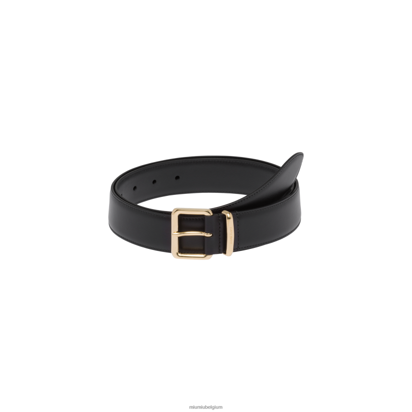 Miu Miu zwartleren riem N8F6L1179 accessoires