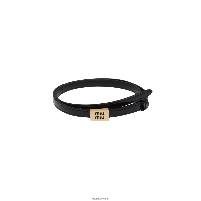Miu Miu zwartleren riem met logo N8F6L1183 accessoires