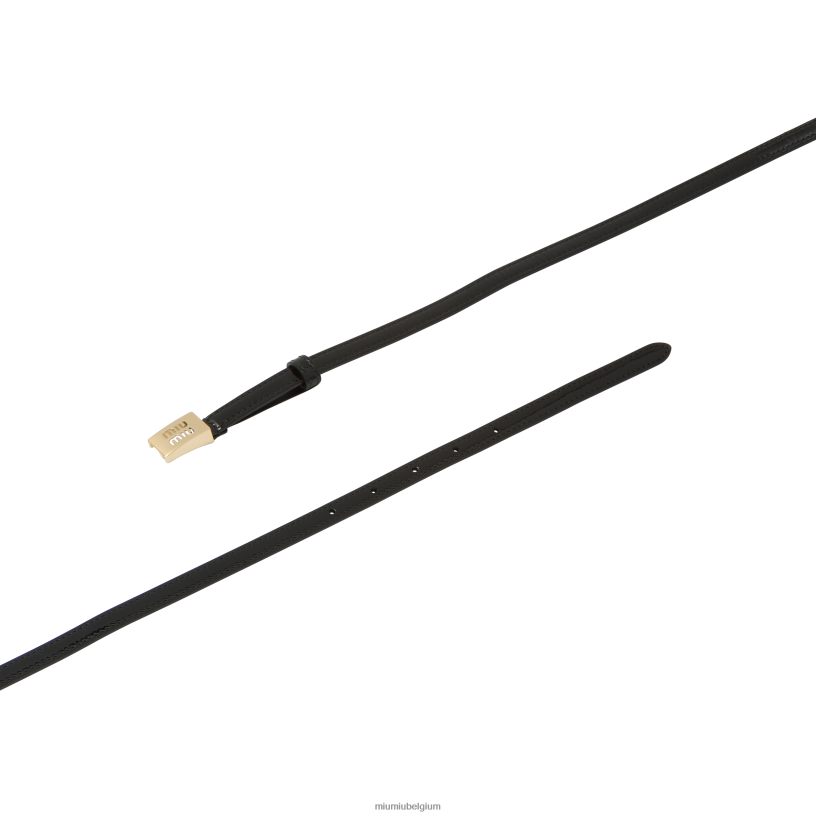 Miu Miu zwartleren riem met logo N8F6L1183 accessoires