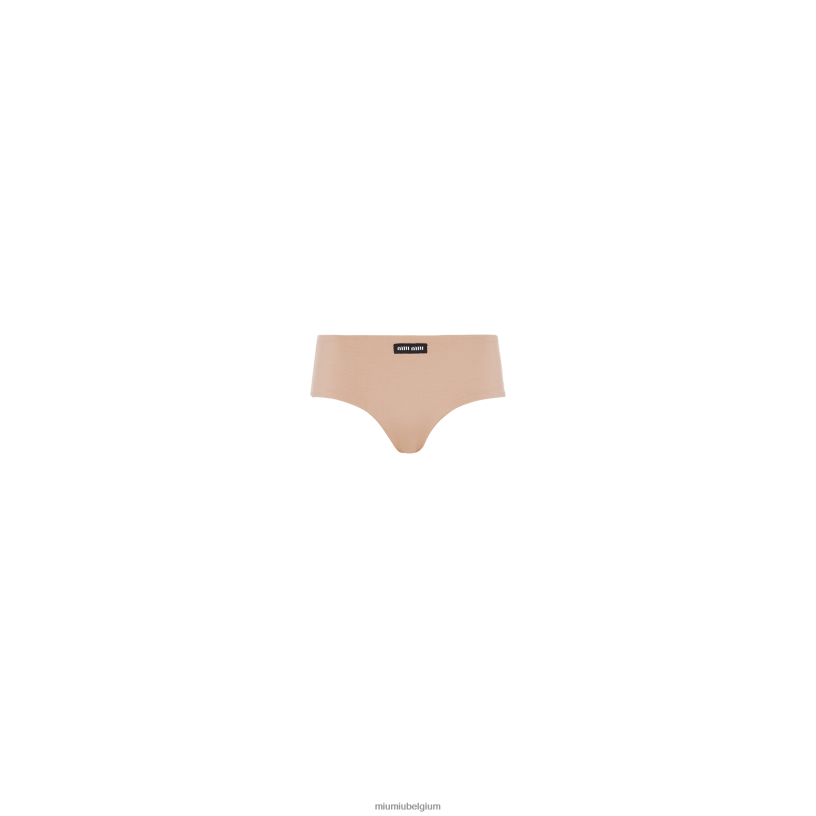 Miu Miu poeder rozejersey slipje met logo N8F6L1029 klaar om te dragen