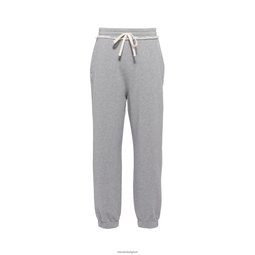 Miu Miu grijsjoggingbroek van katoenfleece N8F6L951 klaar om te dragen