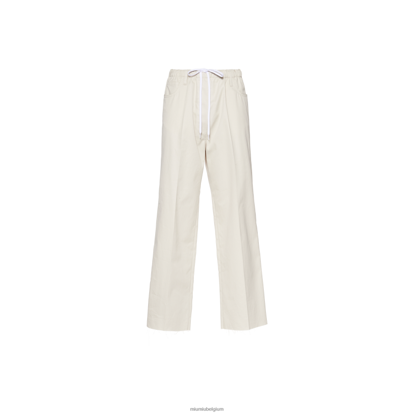 Miu Miu kalksteengabardine broek N8F6L956 klaar om te dragen