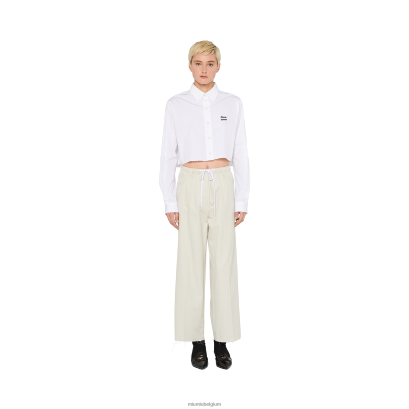 Miu Miu kalksteengabardine broek N8F6L956 klaar om te dragen