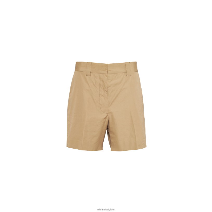 Miu Miu klei grijspopeline bermuda's N8F6L943 klaar om te dragen
