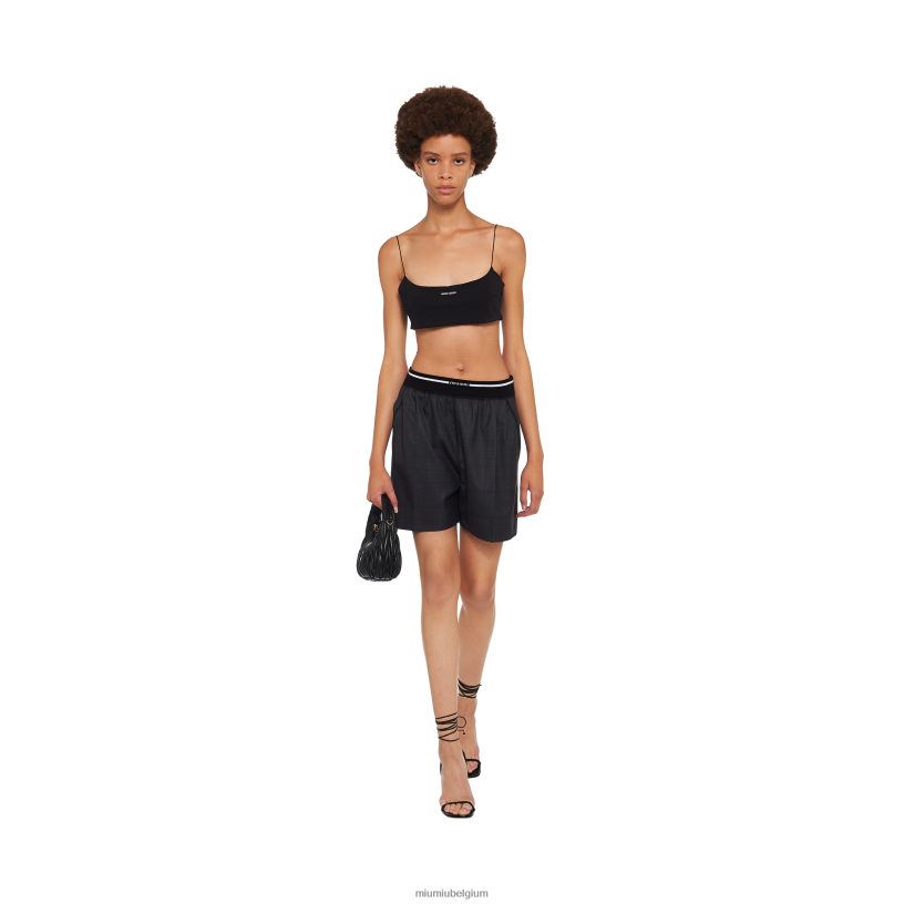 Miu Miu leigrijsglen geruite bermudashort N8F6L990 klaar om te dragen