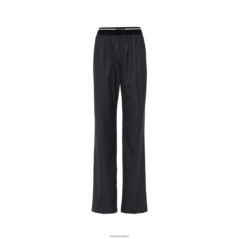 Miu Miu leigrijsglen geruite broek N8F6L989 klaar om te dragen