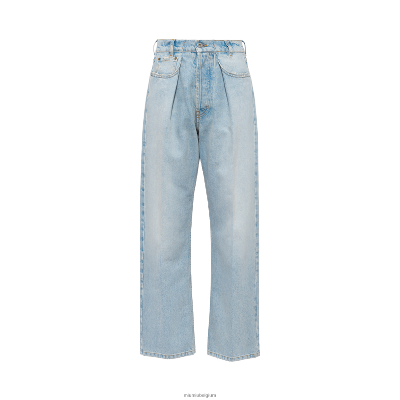 Miu Miu lichtblauwspijkerbroek N8F6L995 klaar om te dragen
