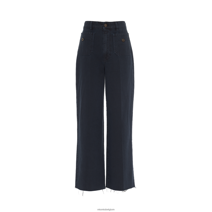 Miu Miu marinekledingstukgeverfde boorbroek N8F6L967 klaar om te dragen