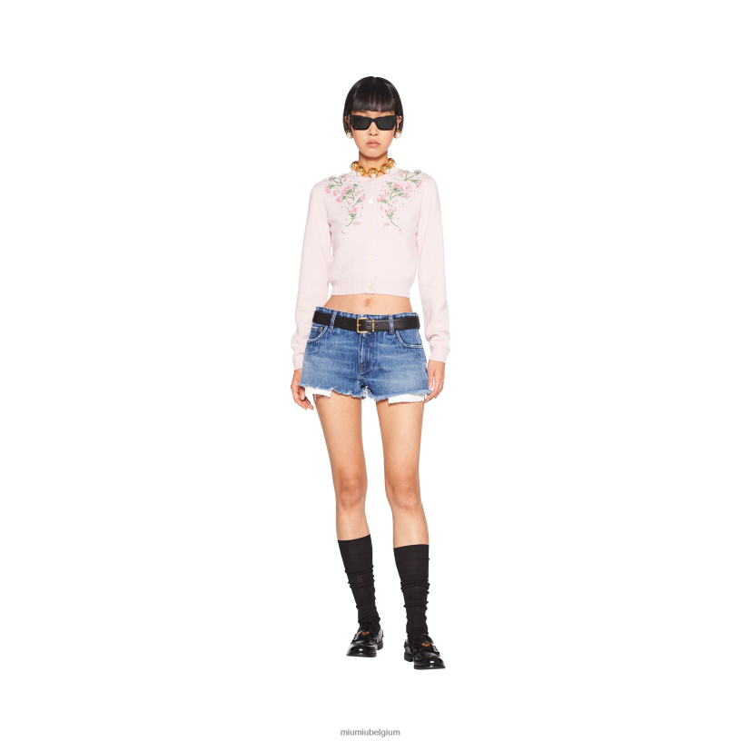 Miu Miu marinekorte spijkerbroek N8F6L1012 klaar om te dragen