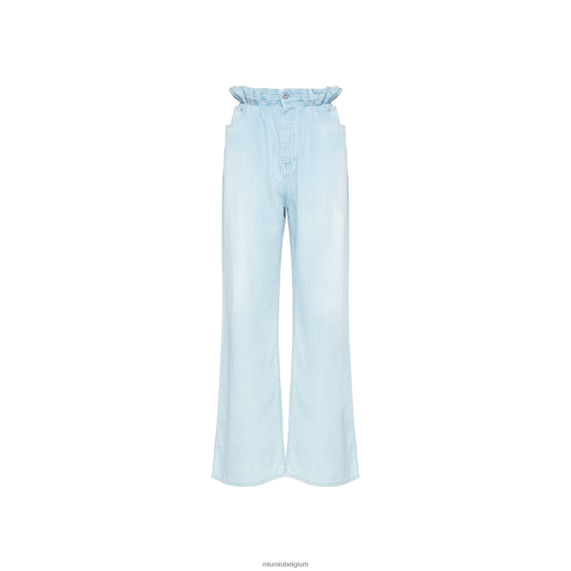Miu Miu saffierblauwchambray spijkerbroek N8F6L1005 klaar om te dragen