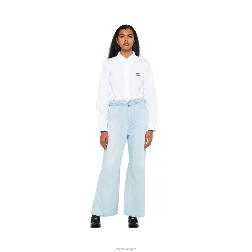 Miu Miu saffierblauwchambray spijkerbroek N8F6L1005 klaar om te dragen