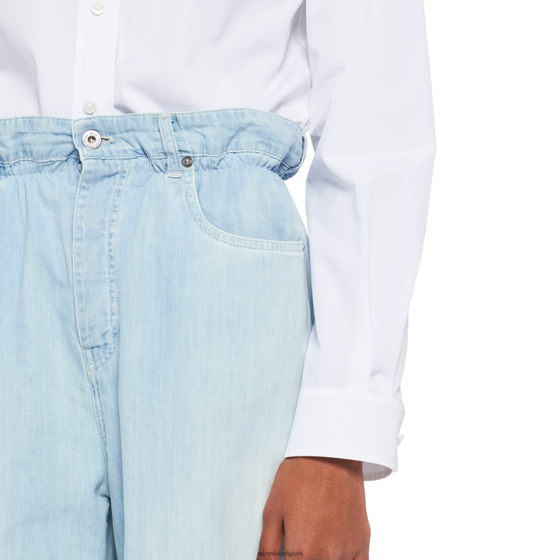 Miu Miu saffierblauwchambray spijkerbroek N8F6L1005 klaar om te dragen