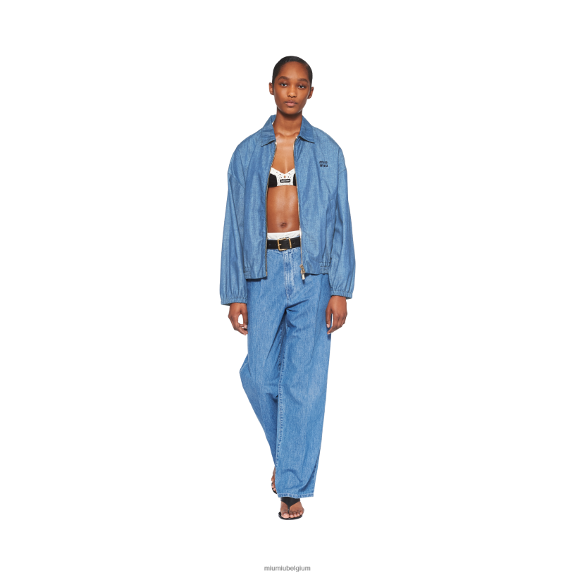 Miu Miu saffierblauwchambray spijkerbroek N8F6L934 klaar om te dragen