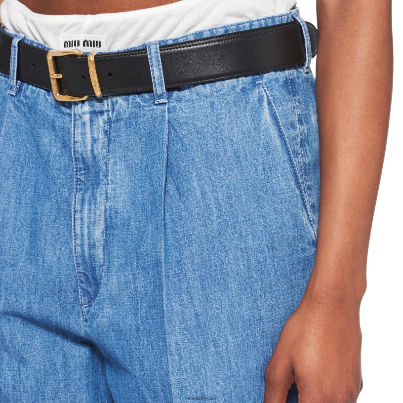 Miu Miu saffierblauwchambray spijkerbroek N8F6L934 klaar om te dragen