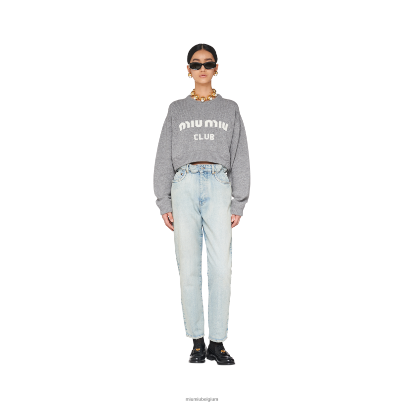 Miu Miu saffierblauwspijkerbroek N8F6L1018 klaar om te dragen