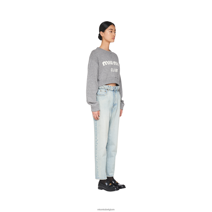 Miu Miu saffierblauwspijkerbroek N8F6L1018 klaar om te dragen