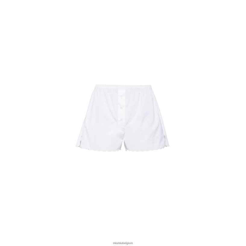 Miu Miu witgeborduurde popeline boxershorts N8F6L1021 klaar om te dragen