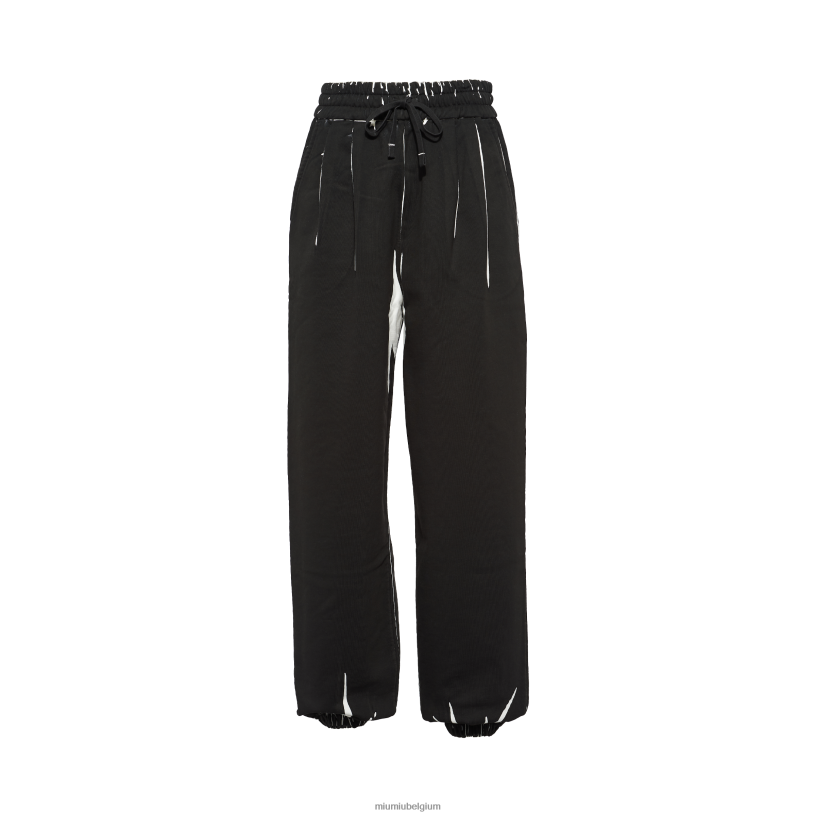 Miu Miu zwartbedrukte joggingbroek van katoenfleece N8F6L952 klaar om te dragen