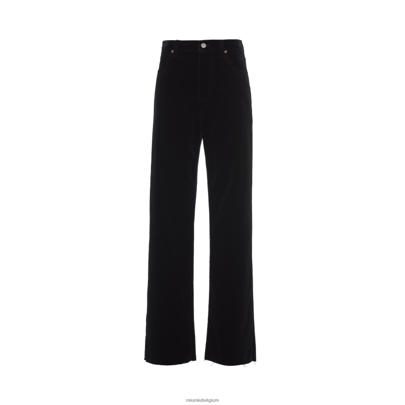 Miu Miu zwartgewassen fluwelen broek N8F6L984 klaar om te dragen
