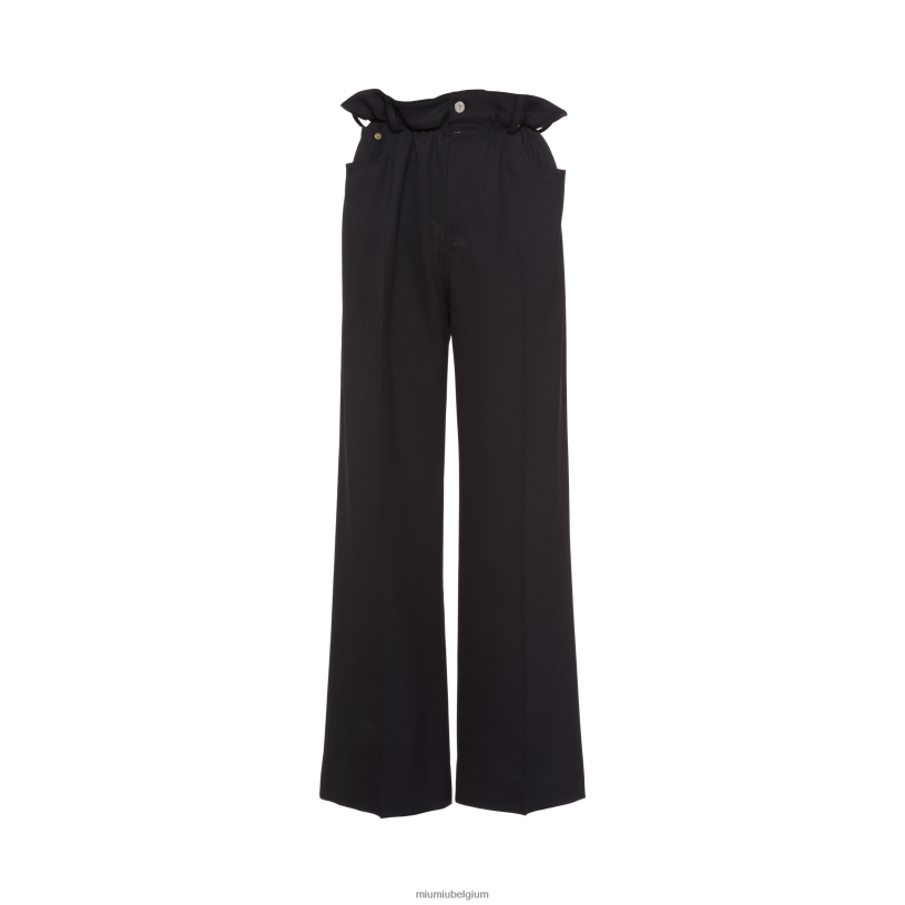 Miu Miu zwartgrain de poudre broek N8F6L999 klaar om te dragen