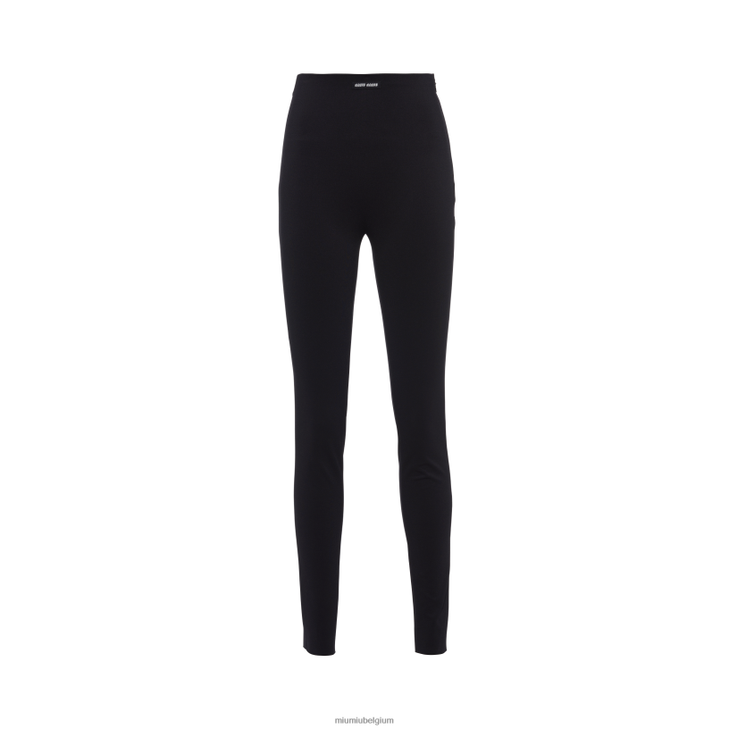 Miu Miu zwartjersey broek N8F6L986 klaar om te dragen