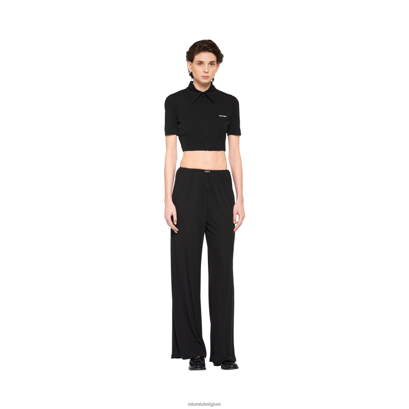 Miu Miu zwartorganza broek N8F6L959 klaar om te dragen