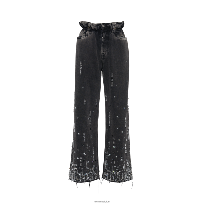 Miu Miu zwartspijkerbroek N8F6L978 klaar om te dragen