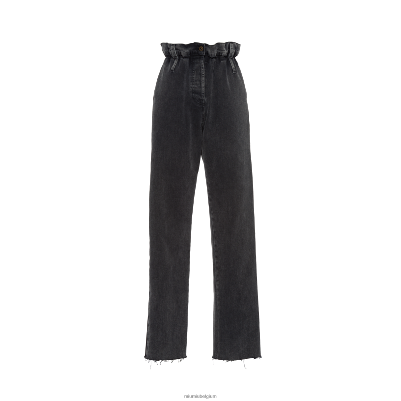 Miu Miu zwartspijkerbroek N8F6L979 klaar om te dragen