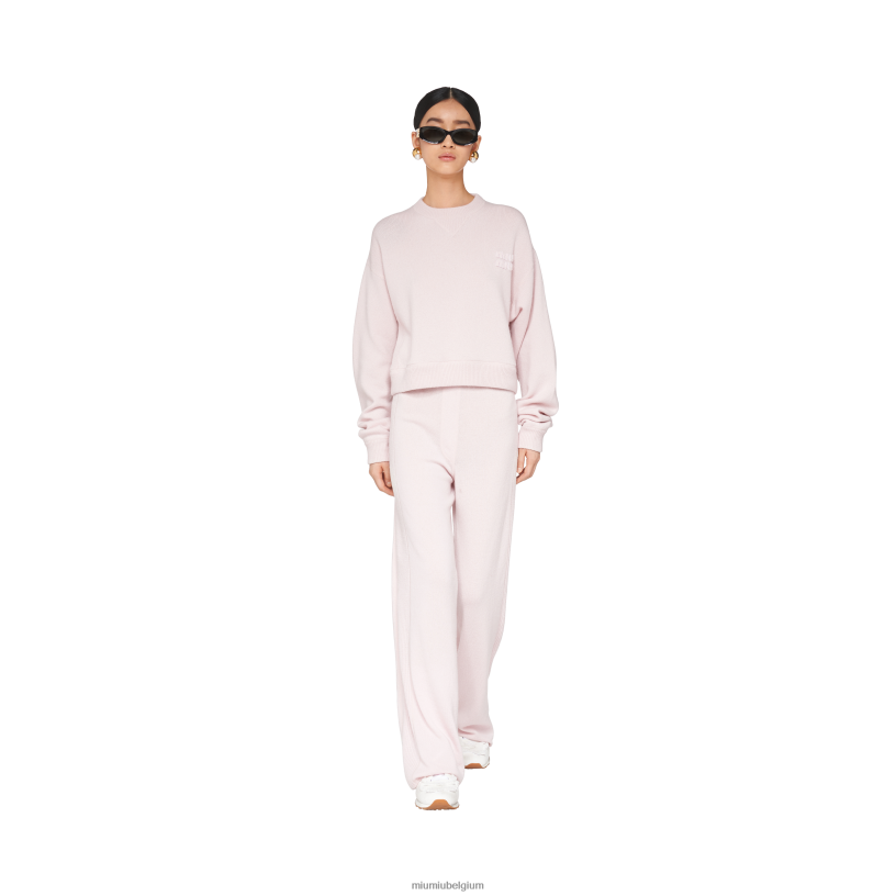 Miu Miu albast rozeoversized trui van wol en kasjmier N8F6L822 klaar om te dragen