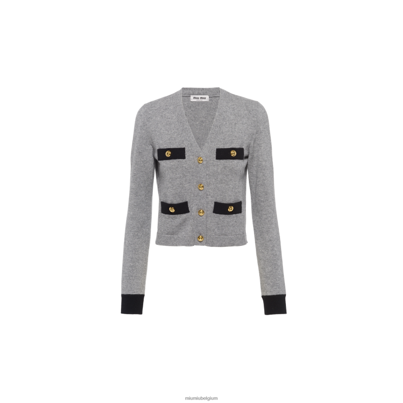 Miu Miu grijskasjmier vest N8F6L769 klaar om te dragen