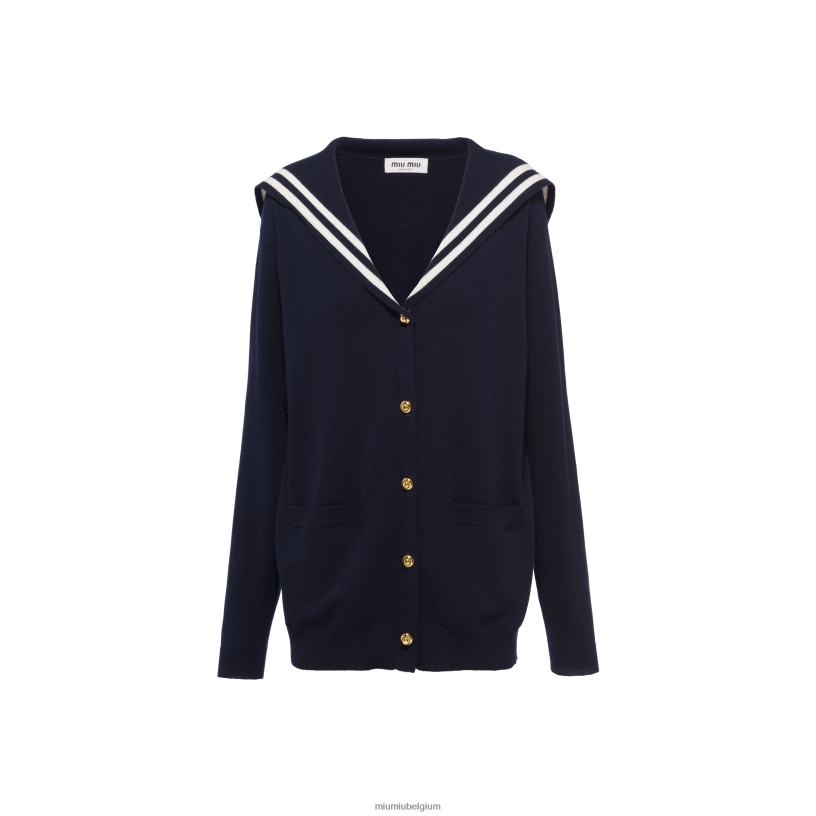 Miu Miu marinekasjmier vest N8F6L756 klaar om te dragen