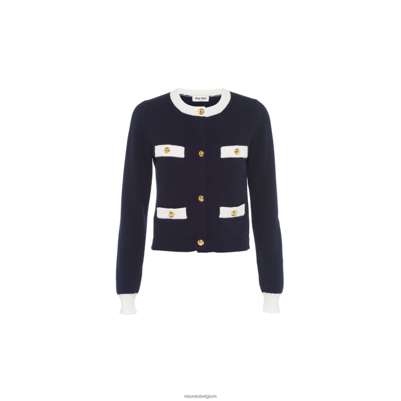 Miu Miu marinekasjmier vest N8F6L770 klaar om te dragen